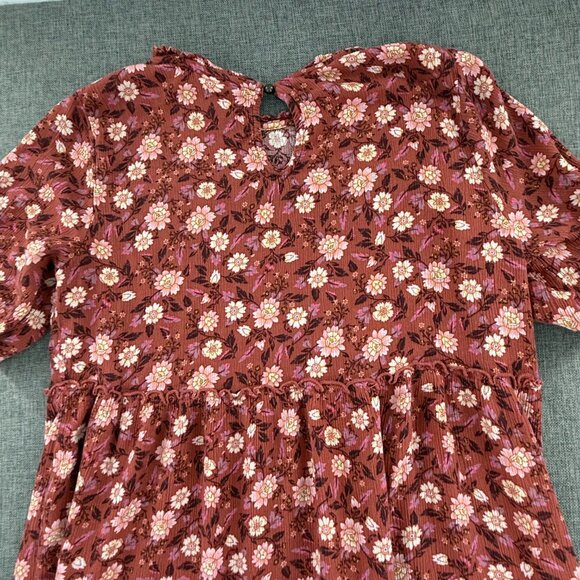Knox Rose Boho Dress Round Neck Medium Floral Rayon Knee Length half Sleeves - Picture 12 of 14